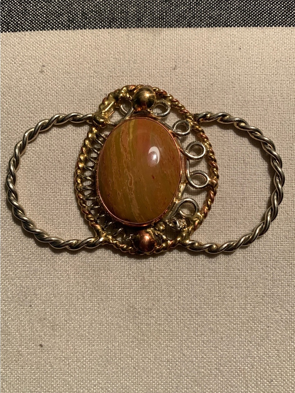 Vintage Mixed Metal Jasper Scarf Slide
